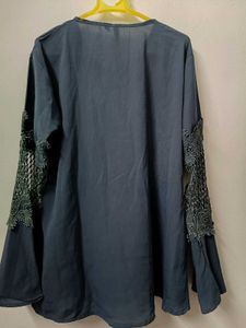 Dark Grey Top With Designer Full sleeves