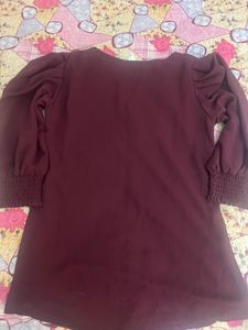 Burgundy 3/4 Sleeves Top