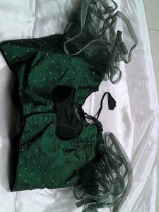 Green Embellished Blouse Party Wear