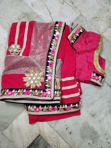 pink saree with blouse