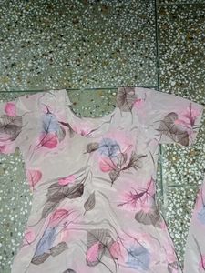 Multi Colour Crape Silk Suit