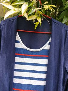 Striped Tank Top &amp; Cardigan Set
