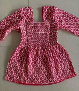 Pink Embroidered Chikankari Short Kutri