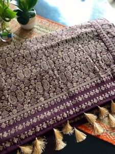Maroon Cotton Saree Brand New