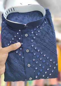 NAVY BLUE MIRROR WORK KURTA