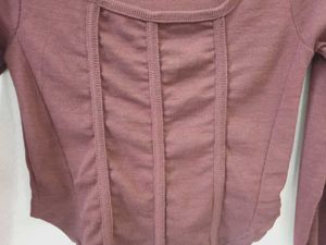 Brown Corset Detail Long Sleeve Top