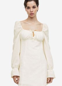 White Balloon Sleeve Dress