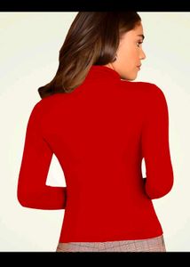 Red Turtleneck Long Sleeve Top