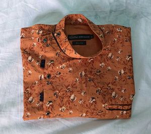 Orange Short Kurta type  Shirt