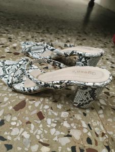 Block Heels Snake Print