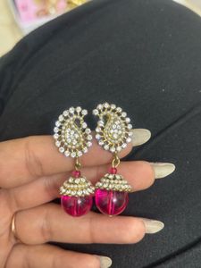 Elegant Pink Jhumka Earrings