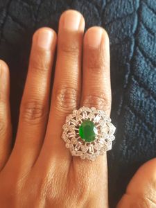 Elegant Emerald &amp; CZ Cocktail Ring