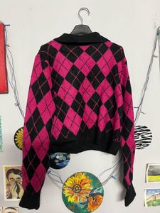Argyle Knit Cardigan🩷🖤