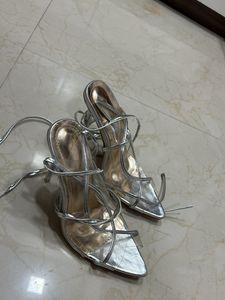 Pinterest silver lace Up heels