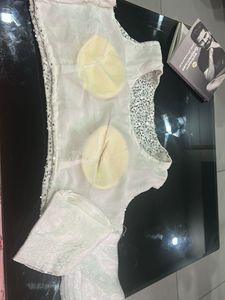 Not Used Sequined Blouse With Attached Sleeves