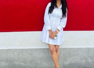 Fitted Y2k White Button-Down Mini Dress