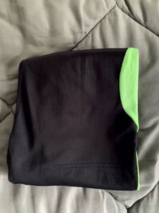 Black Track Pants with Green Stripe