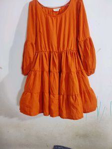 Orange Tiered Mini Dress