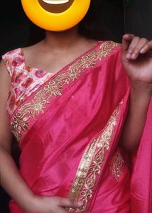 Elegant Pink Embroidered Saree