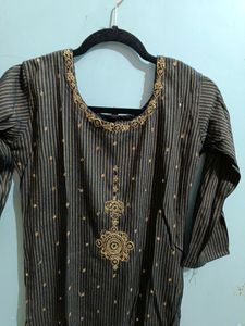 Black Colour Cotton Embroidery Kurtas