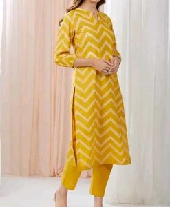 Yellow Chevron Kurta Set