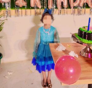 Layered Net Girls Frock With Satin Lining