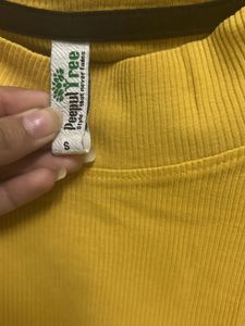 Mustard Ribbed Mock Neck Top