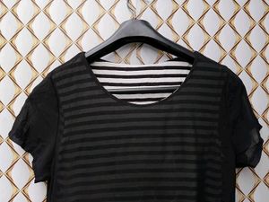 New With Tag Stripped Black Double Layer Aline Top