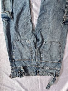 New Bershka Acid Wash Cargo Jeans