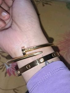 Cartier Stainless Steel Gold Bracelets Combo