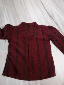 Maroon V-Neck Top