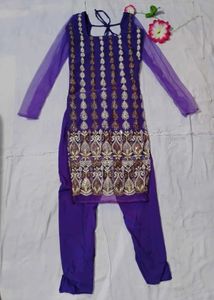 Purple Embellished Kurti Set(Bust-32)