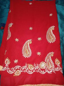 Red Embroidered Saree