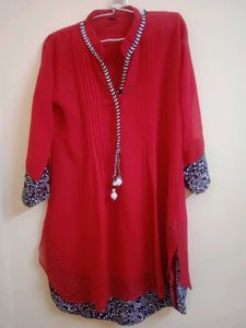 Red &amp; Blue Detailed Kurti