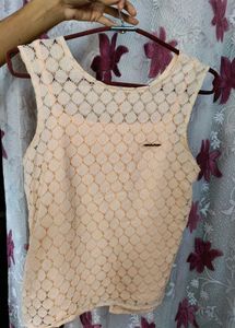 Peach Lace Tank Top