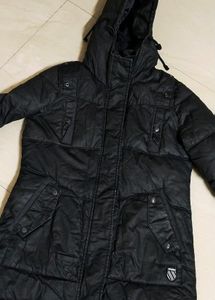 Long Leather Warm Jacket For Girls
