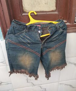 Denim Frayed Shorts