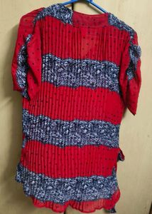 Red &amp; Black Patterned Top