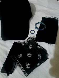 Cap, Bandana, Mask,bracelet, Ring,glass