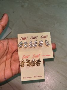 White And Golden Diamond Earrings