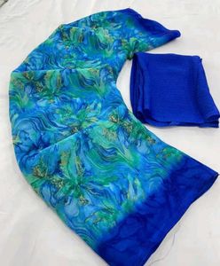 Floral Blue Saree