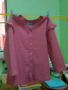 Vintage Pink Ruffle Blouse