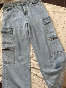 Light Blue Wash Cargo Jeans