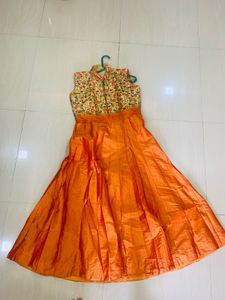 Elegant Orange Ethnic Gown