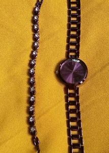 Watch And Bracelet Combo- Purple