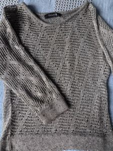 Elegant Grey Knit Mesh Top