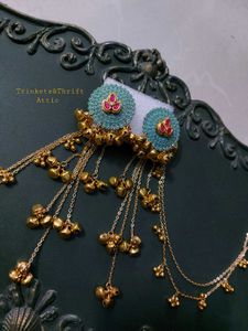 Ghungroo earrings with detachable hair chain