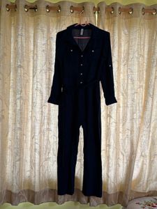Navy Button-Down Jumpsuit