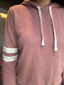 Mauve Hoodie with Stripes