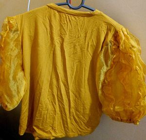 Yellow Top with Statement Sleeves